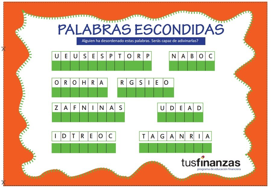 Niños + Dinero - Palabras Escondidas - Finanzas Personales Ecuador